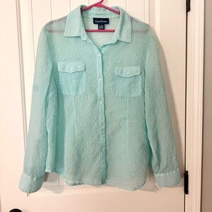 Evan Picone button front shirt women’s size 16 EUC sheer